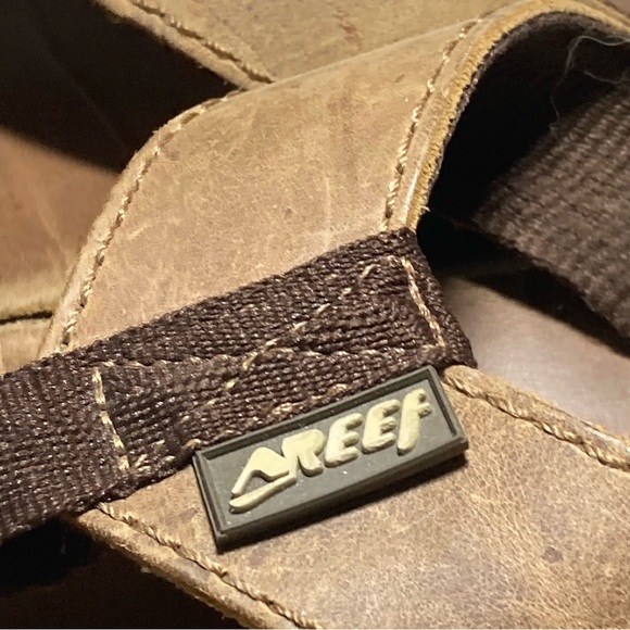 Reef Men's Size 9 Brown Leather Flip Flop Sandals Thongs - Picture 8 of 12